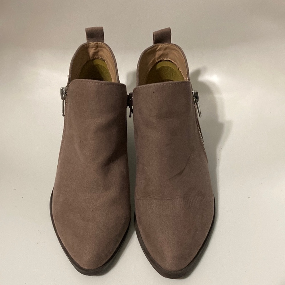 Suede gray tan ankle boots